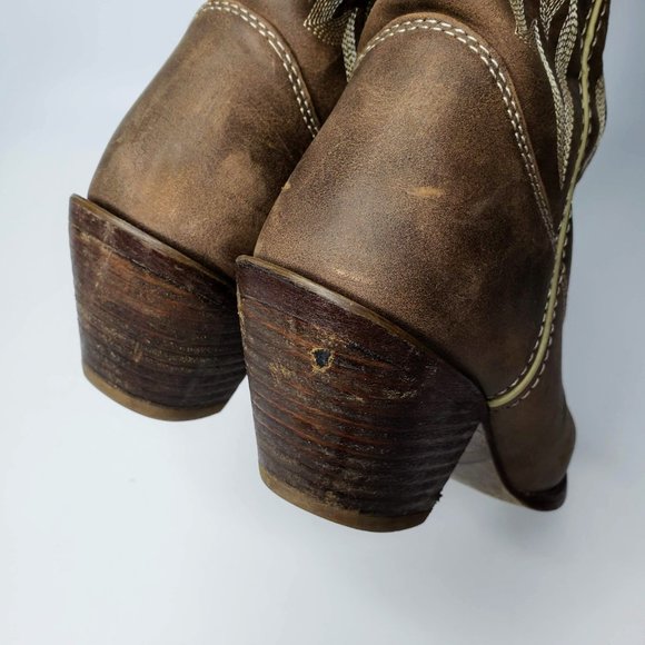 Durango Stitched Pattern Western Pointed Toe Boots 6M - Picture 11 of 15